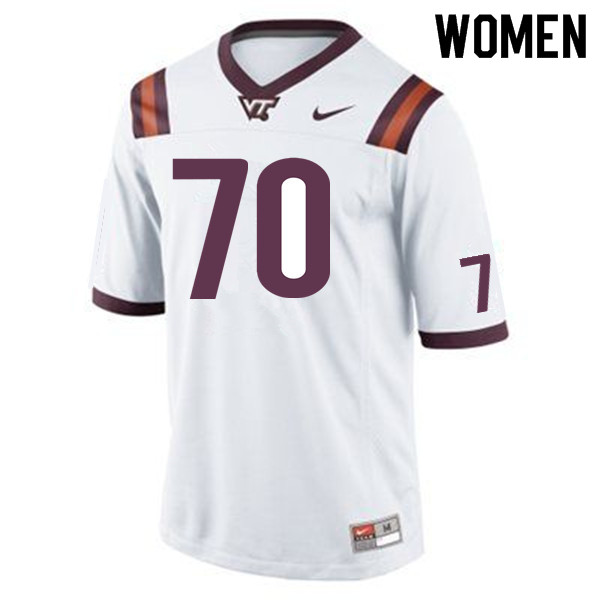 Women #70 Jesse Hanson Virginia Tech Hokies College Football Jerseys Sale-White